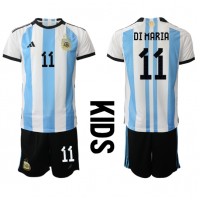Fotbalové Dres Argentina Angel Di Maria #11 Dětské Domácí MS 2022 Krátký Rukáv (+ trenýrky)
